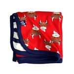 Blade & Rose | Blanket For Babies & Toddlers |95% Cotton | Red/Blue | Highland Cow Design