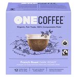 OneCoffee Organic French Roast 12 Count Single Serve Coffee 100% Compostable K Cup for Keurig Machines - Dark Roast