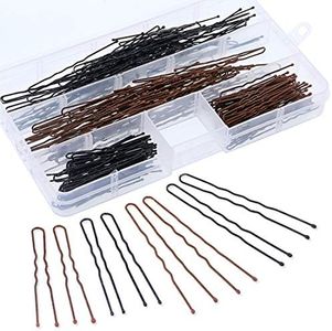 Swpeet 220Pcs 5cm 6cm U Shaped Hair Pins Kit, Professional Salon Doubtless Bay with Clear Storage Box - Brown and Black