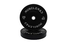 Rubber Bumper Plates Set - Olympic Weightlifting Weight Plates Barbell Weights for Training and Workout at Home Gym by MUSCLE MAD, 2 x 20kg