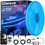 COB Boat Lights LED Waterproof, Marine LED Light Strip for Pontoon Boat with Remote and App, Exterior and Interior Boat Lighting for Jon Boat, Bass Boat, Cabin, Deck, RV (Blue, 20ft)