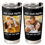 Baosity Personalized Coffee Tumbler with Picture Text Name Logo, Custom Photo 20oz Stainless Steel Tumbler with Lid and Vacuum Insulated, Personalized Coffee Travel Mug - Personalized Christmas Gifts