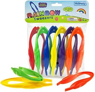 MOLIMOLLY 6PCS Kids Tweezers Plastic Colorful Easy Grip Toy for Toddlers, Learning Tools for Kids in Science Classroom Accessories