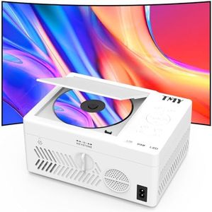 TMY Bluetooth Projector with DVD Player Built in, 1080P Mini Projector, Portable DVD Projector for Outdoor Movies, Compatible with Smartphone/PC/TV Stick/HDMI/USB/TF