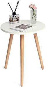 AWASEN Round Side/ End Table, Accent Nightstand Modern for Living Room Bedroom Office Small Spaces, 16''D x 19.5''H (White)