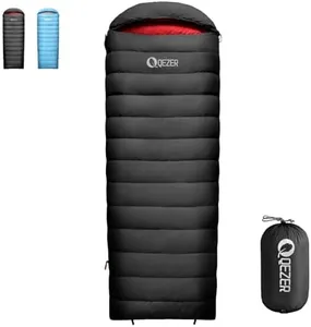 QEZER Down Sleeping Bag for Adults, 600 Fill Power, Ultralight & Compact with Compression Sack for Backpacking, Camping, Hiking