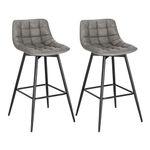 WOLTU Bar Stools Set of 2, Breakfast Kitchen Counter Barstools with Backrests and Footrests, Faux Leather, Dark Grey