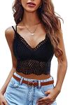 Avidlove Womens Sexy Lace Bralettes Adjustable Strap Crop Top V Neck Camisole Tops Black