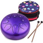 Musfunny Steel Tongue Drum for Kids: Handpan Drum Percussion Instruments 6 inch 8 Notes with Carry Bag and Music Book -Musical Drum for Musical Education Concert Meditation Yoga (Purple)