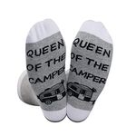 Queen of The Camper Socks Outdoor Camping Camper Girls Novelty Socks RV Gift Happy Camper Gift King of The Camper (Camper Queen CA)