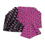 Fun Express Pink and Black Pirate Skull & Heart Bandanas (set of 12) Party Supplies, Pink, Purple,, 20"