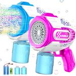 2 PCS Rechargeable Bubble Gun Machine for Kids, VATOS Automatic Light up Bubble Maker with Lights & 2 Bubble Solution, Bubble Blower Toy for Outdoor Indoor Birthday Wedding Party Gift Bubble Blaster