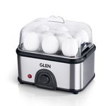 Glen Electric Egg Boiler Machine, Boil 8 Eggs & Steam Vegetable, 350W, Auto Cut-off, Multicooker with Steamer Rack, Measuring Cup, Non Stick Cooking Plate for Instant Noodles, Scrambled Eggs (3036EBS)