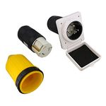 Abn Outdoor Marine Electrical Power Male Inlet Socket Box 50A 125/250V w/Connector, Twist Lock Plug Cord Cover, Ring