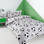 Catherine Lansfield Football Fleece Reversible Single Duvet Cover Set with Pillowcase Grey