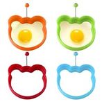 4 Pcs Silicone Egg Rings Non Stick Frying, Non-Stick Poached Egg Moulds Cartoon Shape Fired Egg Rings Frying Ring Molds for Perfect Fried Eggs Crumpets Breakfast Sandwiches Bear