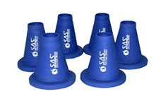 SAS SPORTS Cricket Batting Tee - Durable TPR Material | Cricket Cones for Exercise | Cricket Equipment Tee for Batting, Cricket Practice | Cricket Cones for Practice (Blue, Pack of 6)