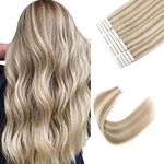 Sixstarhair Remy Tape In Hair Extensions Ash Blonde and Ash Brown Piano Color Remy Human Hair Lowlight Hair Extensions 20 Pieces Pack For White Women [P8-60 16inch]