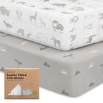 2-Pack Organic Cot Sheets for Boys, Girls - Jersey Fitted Cot Sheet, Baby Cot Sheets Neutral, Cot Mattress Sheet, Cotton Cot Sheets, Soft Baby Sheets for Cot, Unisex Cot Fitted Sheets (Savannah)