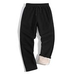 TACVASEN Men's Tracksuit Bottoms Fleece Lined Trousers Winter Thermal Trousers Fluffy Sherpa Pants Black