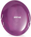 Slippery Racer ProDisc 26 Inch Heavy Duty Aluminum Iron Alloy Metal Kids Winter Saucer Snow Sled with Dual Riveted Soft Grip Rope Handles (Purple)