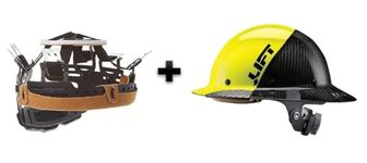 LIFT Safety HDF50C-19HC DAX Fifty 50 Carbon Fiber Full Brim Hardhat (Yellow) & HDF-18RS DAX Hard Hat Replacement Suspension Bundle, Medium