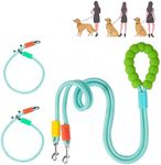 Double Dog Leash & Collars, No Tangle Dual Strong Nylon Dog Leash with Padded Handles for Medium Large Dogs, Hands-Free for Walking, Jogging, Hiking(Green)