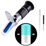 Real Instruments 0-90% Brix Meter Refractometer Portable Hand Held Sugar Content Hydrometer Automatic Temperature Compensation Grape Wine Extractor Tester Machine For Sugar, Food, Fruit,Honey