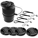 Lens Cap Bundle - 4 Snap-on Lens Caps for DSLR Cameras Including Nikon, Canon, Sony - 4 Lens Cap Keepers / 1 CamKix Microfiber Cleaning Cloth Included (58mm)