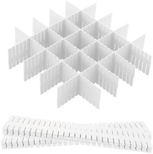 Hantoc 12 Piezas DIY Separadores de Cajones Ajustables, de Plástico Organizadores para Ropa Interior Calcetines Cinturón Suministros de Oficina 32.4 x 7 cm Blanco