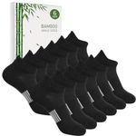 Bamboo Trainer Socks Womens 6-8, Ladies Ankle Running Socks Breathable Short Sports Socks, Gifts for Women Girls Summer, 6Pairs, Black