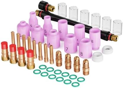ARCCAPTAIN 49 Pcs TIG Welding Torch Accessories kit Alumina Nozzle Collets Body Stubby Gas Lens #10 Glass Cup Kit for WP-17/18/26-Black