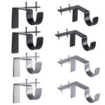 8pcs Curtain Pole Brackets Curtain Rod Brackets,Douthfolle No Drill Curtain Rod Holders No Drill No Damage Right Into Window Frame Decor for Bathroom, Bedroom, Living Room, Kitchen