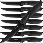 Home Hero Ultra-Sharp Stainless Steel Kitchen Knife Set - Chef Knife with Knife Sharpener - Steak Knives - Couteau Cuisine (8 pcs Steak Knife - Black)