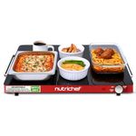 NutriChef Electric Food Warming Tray – Adjustable Temperature Sleek Glass Hot Plate, Energy Efficient & Space-Saving, Keeps Food Warm for Buffets, Restaurants & Events, Red