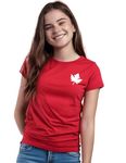 Youth Unisex Canada T-Shirt, Custom Handmade Premium Minimalist Canada Maple Leaf Tshirt for Teens L1, Red (XS)