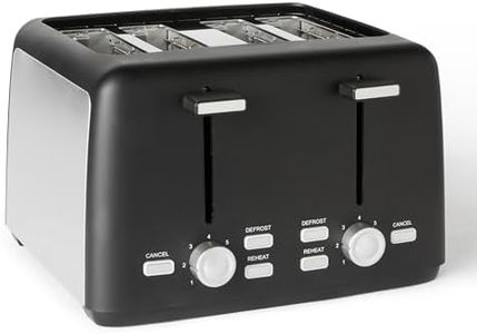 Amazon Basics Toaster 4 Slice with 7 Shade Settings and Removable Crumb Tray, Extra Wide Slots, 1500W, Black