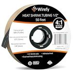 Wirefy 1/2" Heat Shrink Tubing - 4:1 Ratio - Adhesive Lined - Marine Grade Heat Shrink - 50 Feet Roll - Black