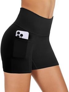 COPYLEAF Biker Shorts Women with Pockets 5'' High Waisted Gym Workout Spandex Shorts Tummy Control Yoga Shorts(Black S)