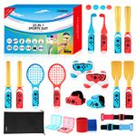 Aceshop 25 in 1 Switch Sports Accessories Bundle for Nintendo Switch / Nintendo Switch OLED Switch Accessories Bundle with Tennis Racket Controller Grip Golf Club Paddle Baseball Bat Wrist&Leg Straps