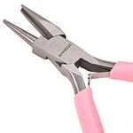 SUNNYCLUE 4.5 Inch Round Concave Pliers Wire Looping Pliers Mini Precision Pliers Wire Bending Tools for DIY Jewelry Making Hobby Projects Pink