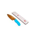 HOUSE OF ZIZI Kids Mango Wood Montessori Large Knife |Safe Cooking, Cuts Soft Vegetable & Fruits Knife | Cutting & Chopping Knife | Non-Stick Coating, Soft Touch Handles |Eco-Friendly Safe (Dark Blue)