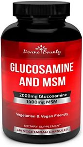 Glucosamine Sulfate Supplement (2000mg per Serving) with MSM - 240 Small Vegetarian Capsules - No Shellfish, GMO's or Harmful Additives