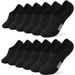 6 Pairs Invisible Ankle Trainer Socks Womens, Black No Show Low Cut Casual Socks, Non Slip Cushioned Socks for Ladies and Girls Sneaker Canvas Shoes 3-5