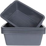 6 Pack 7 L Smal Plastic Bus Tub Restaurant Commercial Bus Tote Utility Box Plastic Dish Pans Wash Basin Tote Box, Grey (12"x 8.2"x 4.2")