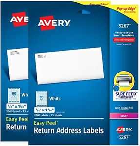 Avery Printable Easy Peel Return Address Labels, 0.5" x 1.75", Sure Feed, 2 Pack, 4000 Labels Total (5637)