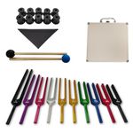 MIMIRACLE Solfeggio Tuning Forks Set - 10 Unweighted Aluminum Alloy Forks with Cleaning Cloth, Rubber Mallets, and Gift Box for Meditation, Yoga, and Healing