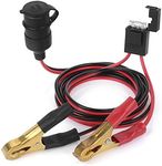 Jtron 7FT/2m 14AWG 20-25A 12V 24V Female Car Cigarette Lighter Socket to Battery Alligator Pure Copper Crocodile Clips Connector,Car Battery Clamp-on Extension Charge Cable