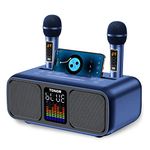 TONOR Karaoke Machine for Adults and Kids, Portable Bluetooth Speaker with 2 UHF Wireless Microphones and LED Lights, Supports AUX/USB/Type C/TF, PA System for Party Home Karaoke Outdoor Activities K9