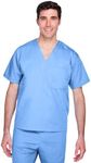 AquaGuard Unisex Adult V-Neck Medical Scrub Top with Pocket Ciel Blue, 2XL